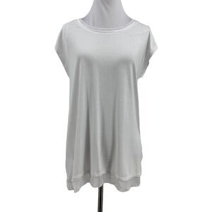 Marled Reunited Illusion Top Womens S Small White Cap Sleeve Round Neck Stretch